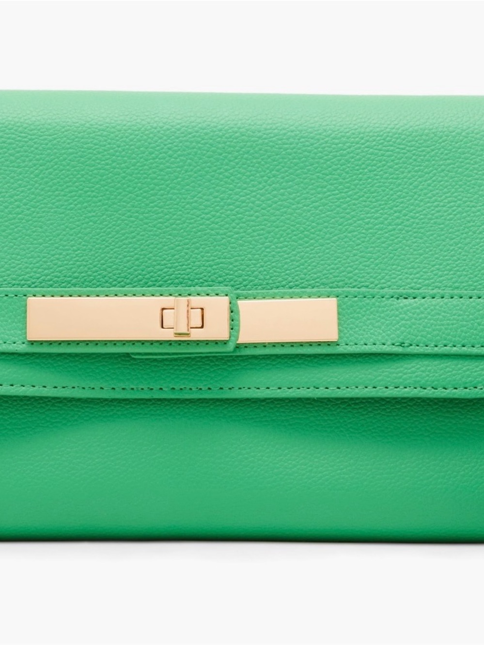 Anne Klein Green Fold-Over Clutch with Gold-Tone Accent